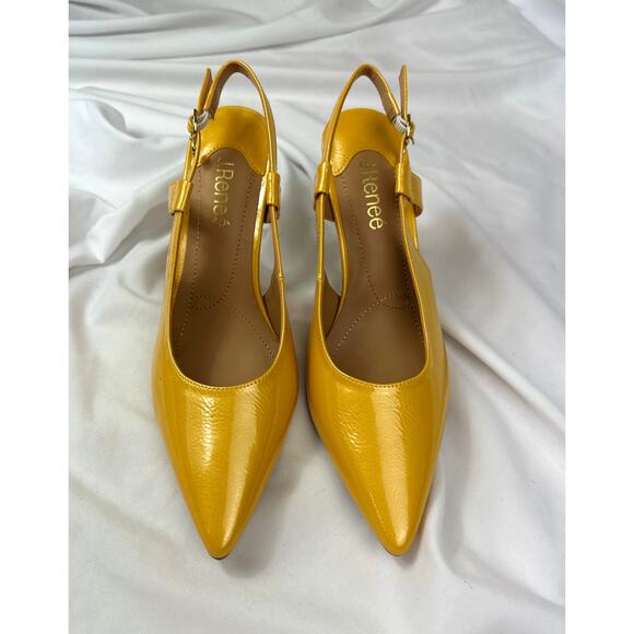 J. Reneé Sirmati Slingback Pointed Toe Pump Marigold Yellow Patent 8.5 - Picture 6 of 16
